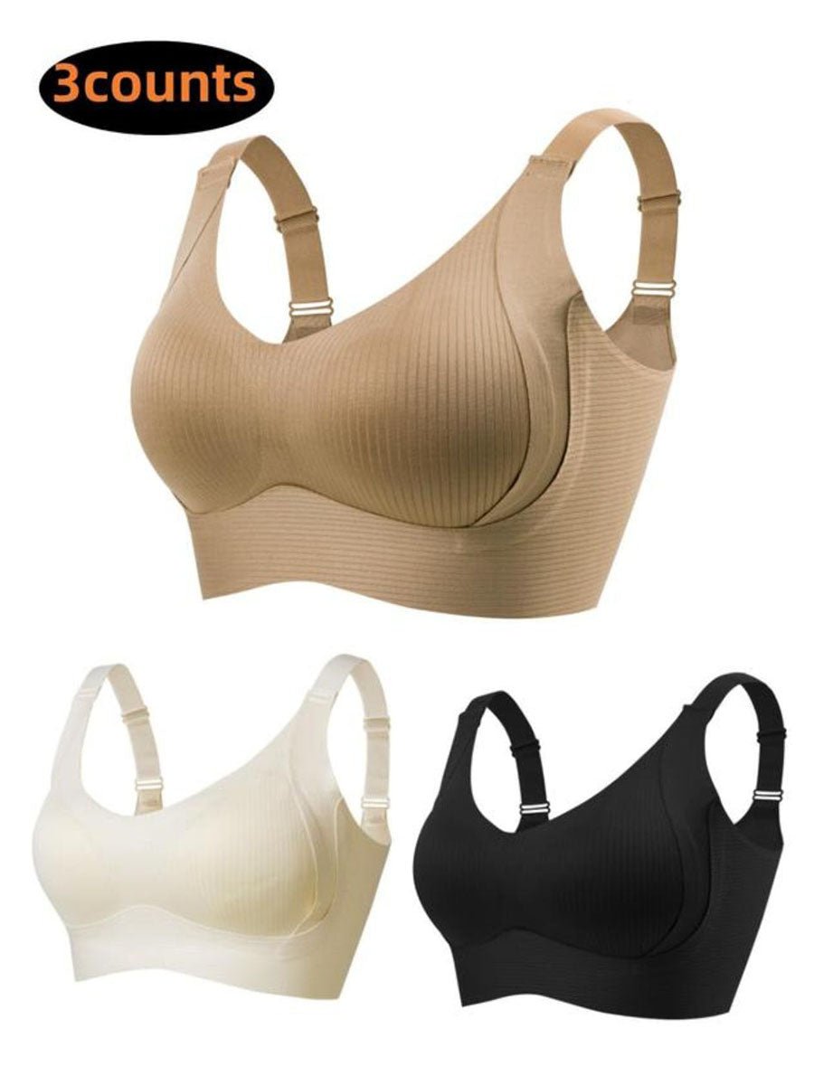 🎁Koop 1, krijg 3 pakketten💕Dames rib-kousen beha push-up draadloos & verstelbaar🌸
