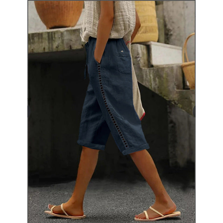 🩳 Zomerbroek in caprilengte voor dames met kanten details 🌼