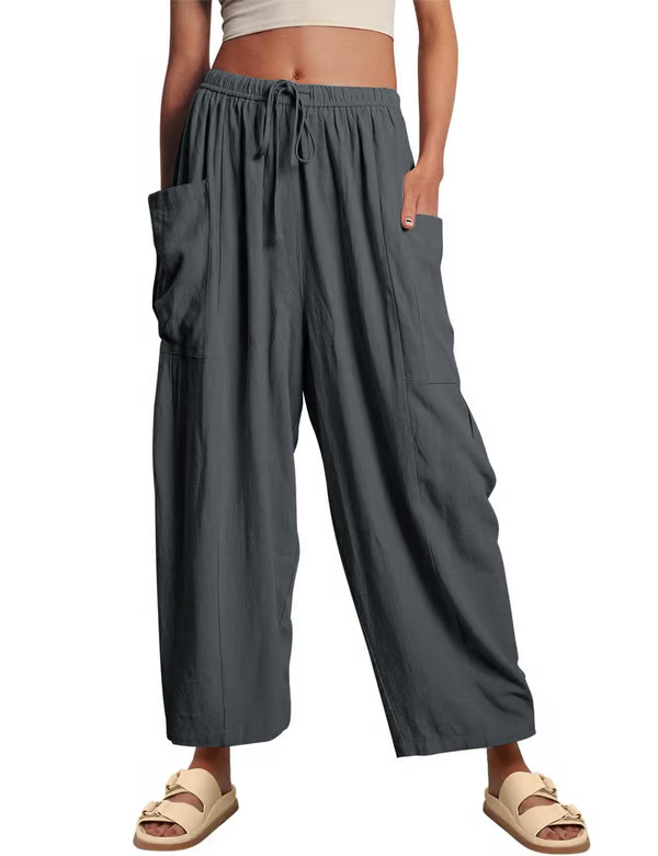 👖Vrijetijdsbroek in linnen met wijde pijpen voor dames