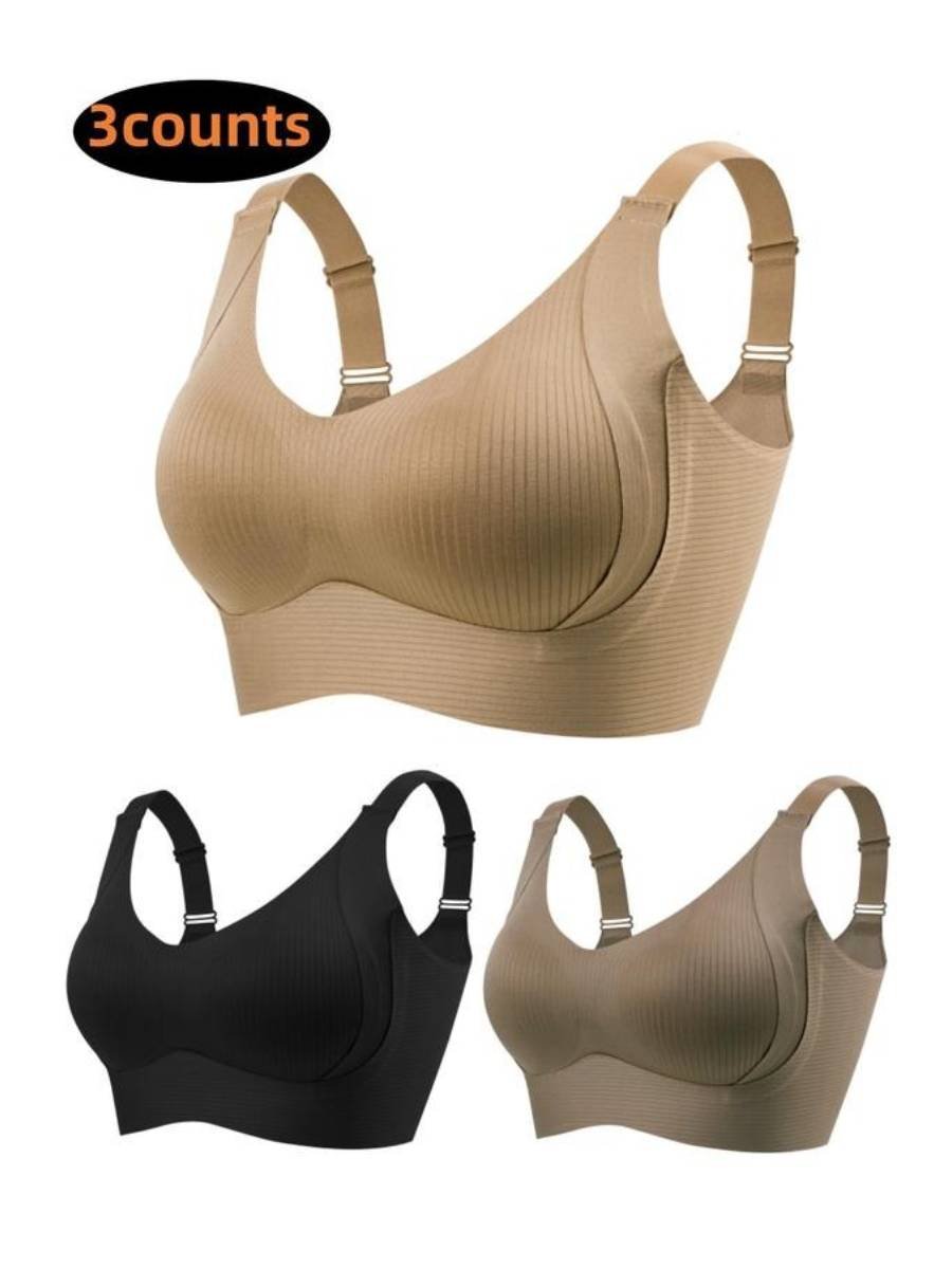 🎁Koop 1, krijg 3 pakketten💕Dames rib-kousen beha push-up draadloos & verstelbaar🌸