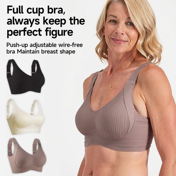 🎁Koop 1, krijg 3 pakketten💕Dames rib-kousen beha push-up draadloos & verstelbaar🌸