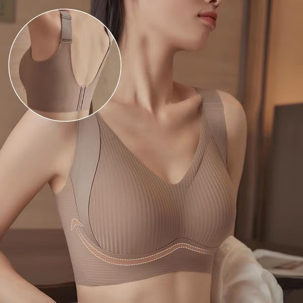 🎁Koop 1, krijg 3 pakketten💕Dames rib-kousen beha push-up draadloos & verstelbaar🌸