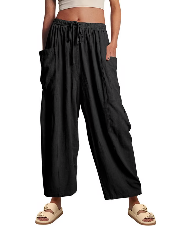 👖Vrijetijdsbroek in linnen met wijde pijpen voor dames