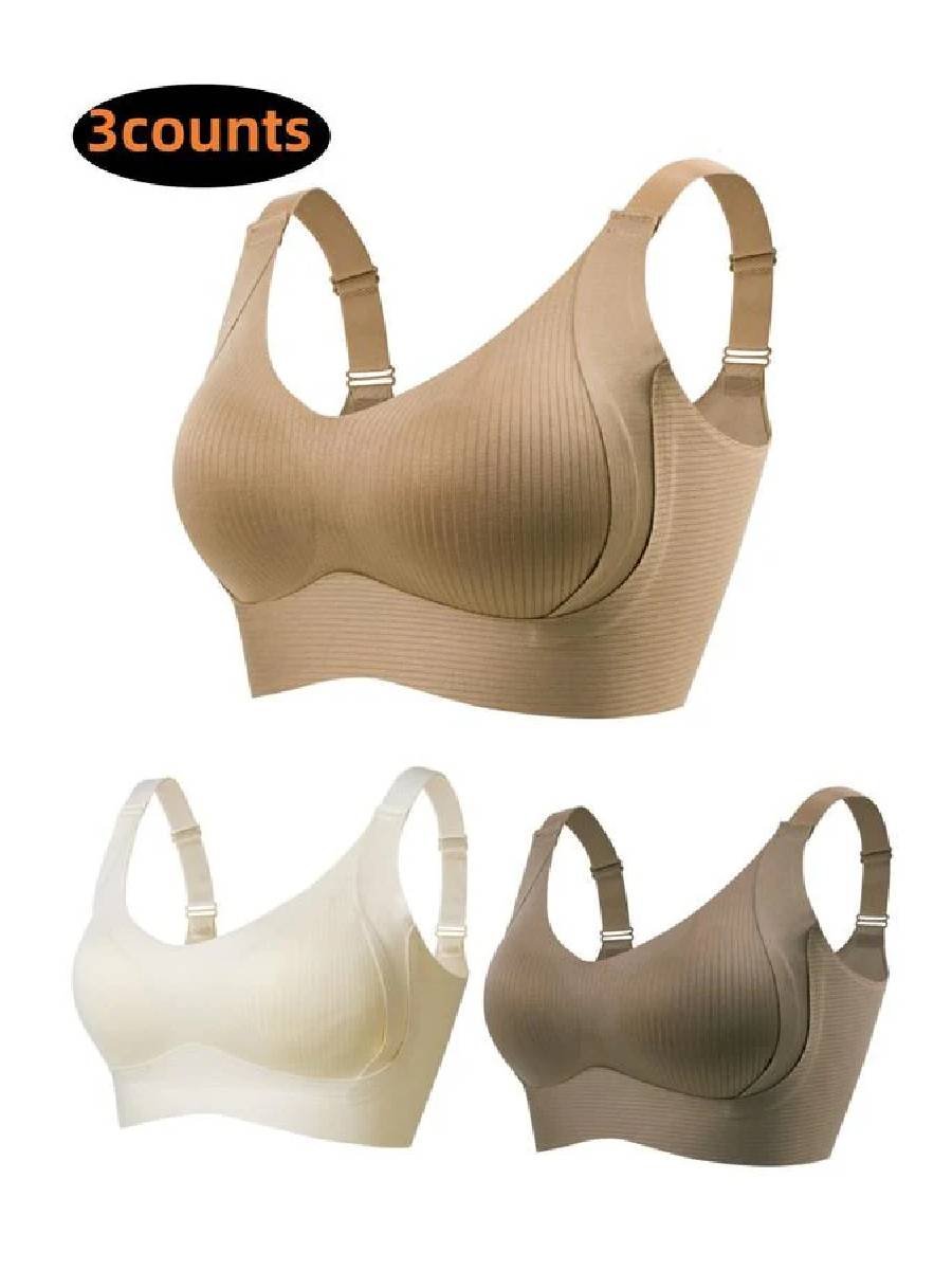 🎁Koop 1, krijg 3 pakketten💕Dames rib-kousen beha push-up draadloos & verstelbaar🌸