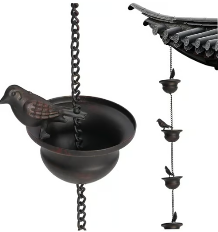 🔥Waar regen en kunst samenkomen – Decoratieve regenketting met vogelbadontwerp