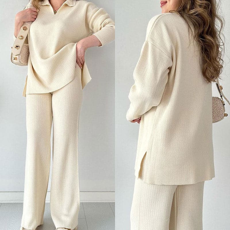 š„Nieuw V-hals Casual Split Gebreide Tweedelige Set