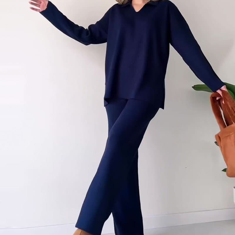 š„Nieuw V-hals Casual Split Gebreide Tweedelige Set