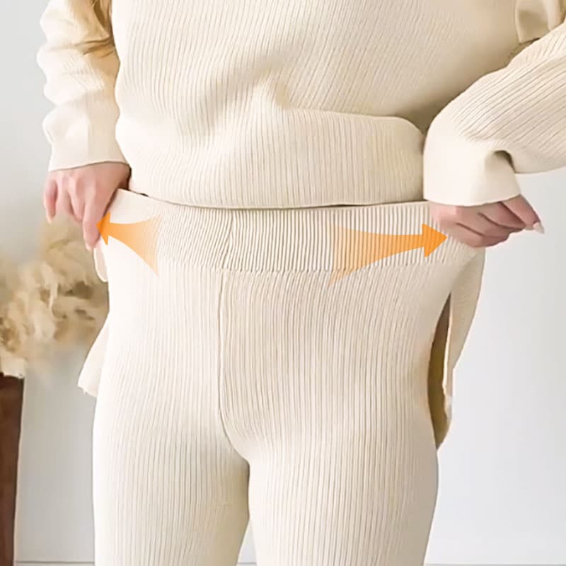 š„Nieuw V-hals Casual Split Gebreide Tweedelige Set