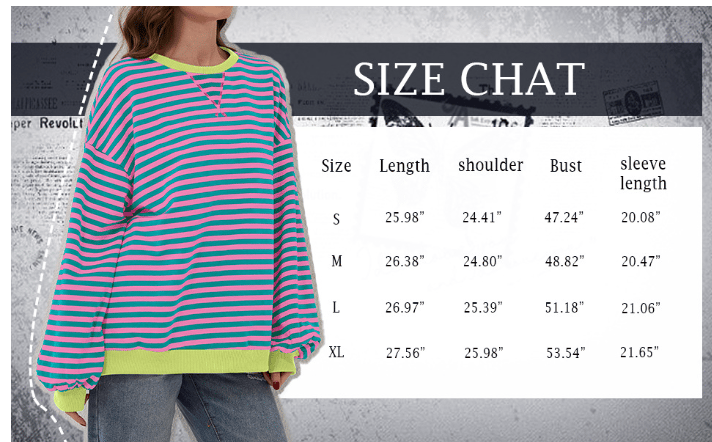 OVERSIZED GESTREEPTE DAMESTRUI MET LANGE MOUWEN