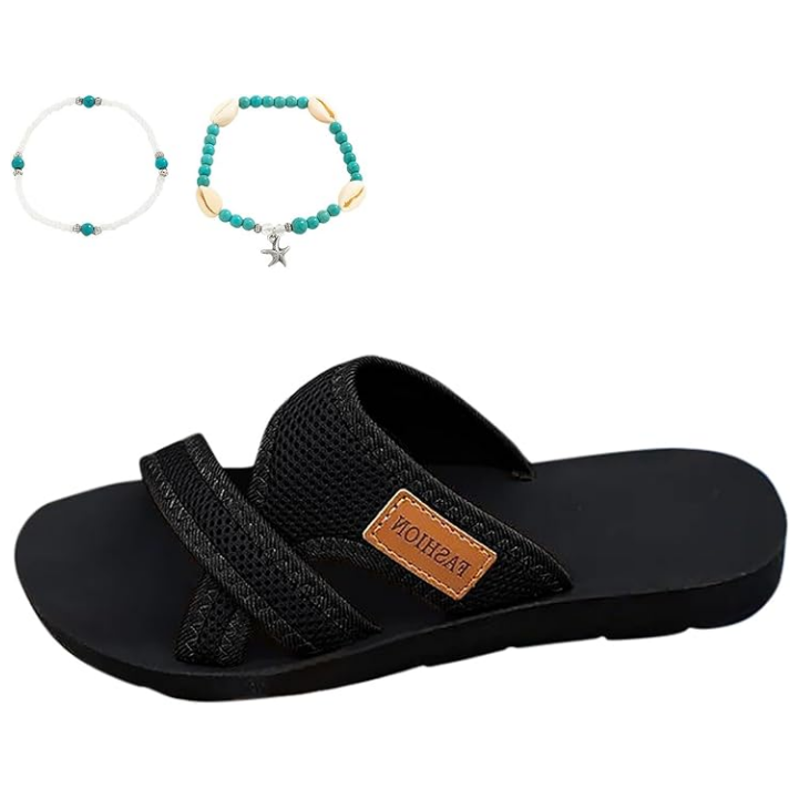 Brede Voeten Comfortabele Platte Sandalen Met Open Teen