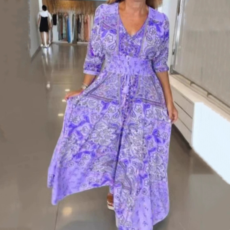 🌸 2026 Lente-Zomer Trend | Elegante bloemen maxi jurk | Vloeiende & vrouwelijke zilhouet 💃【-50%】