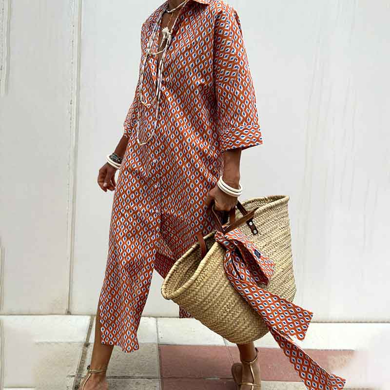 ๐ Losse Gestreepte Halve Mouw Blousejurk