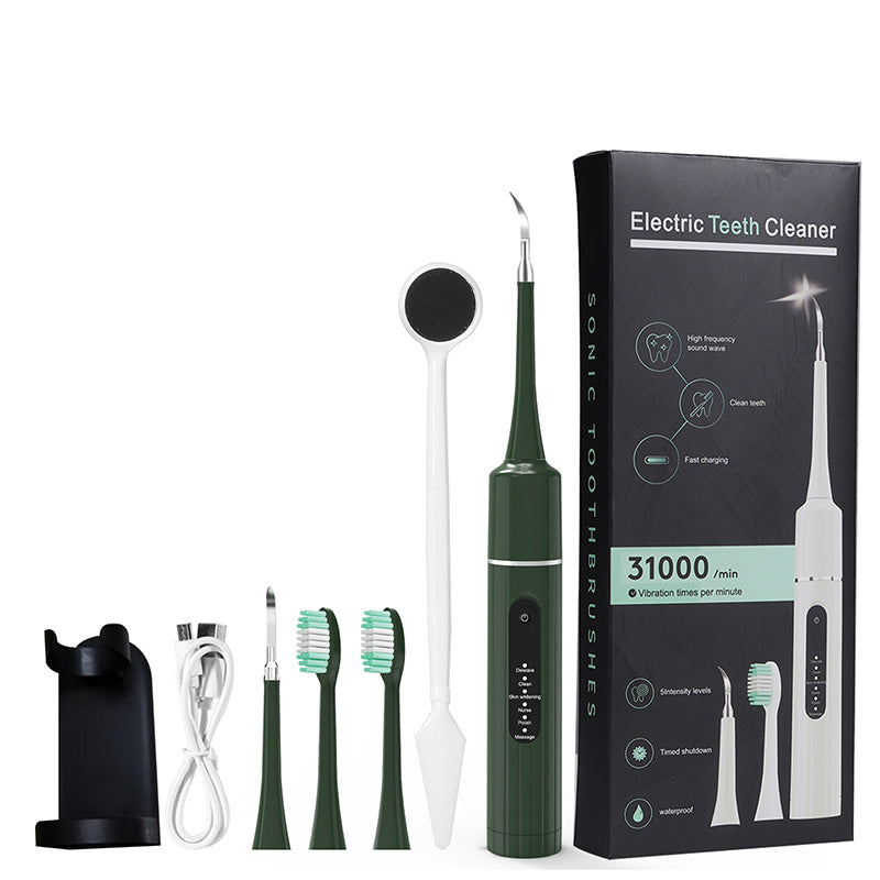 🦷 50% KORTING! 💦 5-in-1 Ultrasone Tandenreiniger - 3 Verstelbare Snelheden voor Diepe en Zachte Reiniging ✨📦