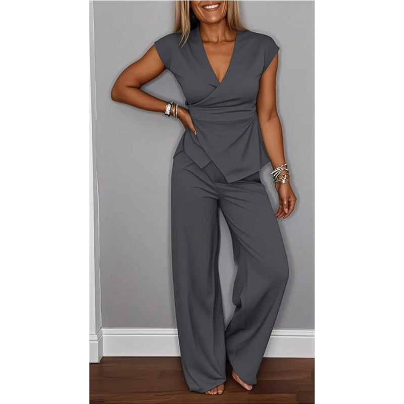 Dames elegante set: Top met V-hals en broek