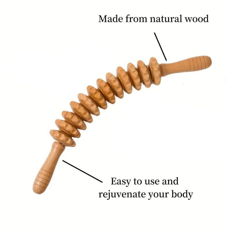 🔥12 rollers Gebogen houten massagestok