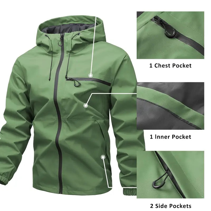 Heren outdoor sportjas in effen kleur