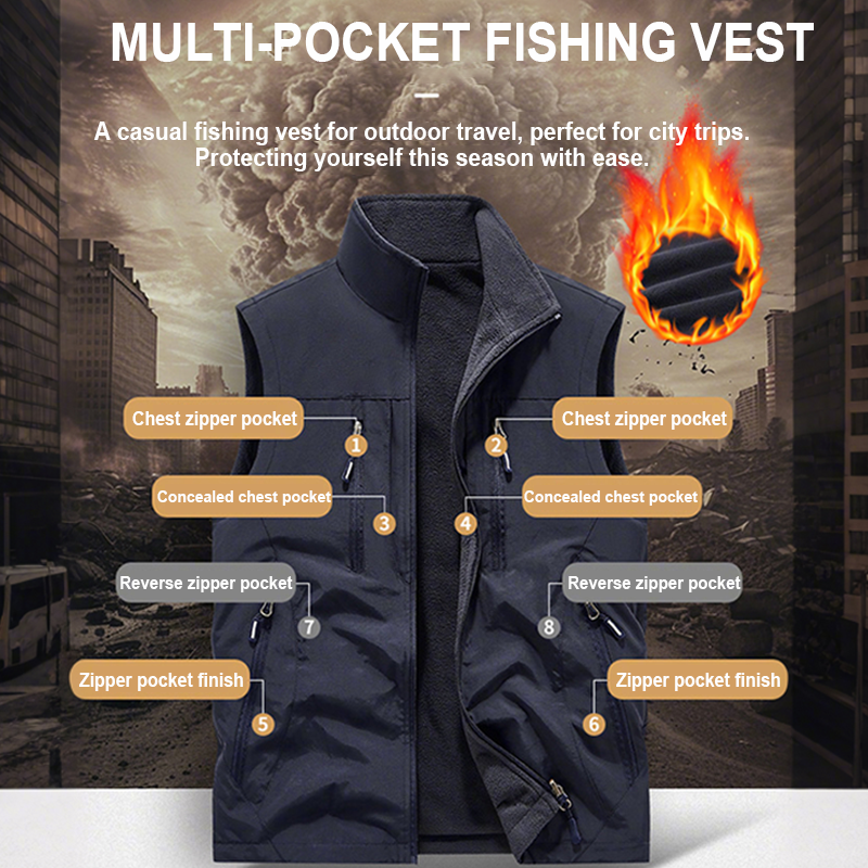 Oversized mouwloos gilet met zakken voor heren