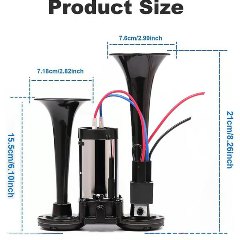 🎉Nieuwjaars Cadeau 50% KORTING!📢150dB Pneumatische Claxon (12V/24V Universeel) – Treinachtig Geluid Voor Vrachtwagens/Auto’s: Eenvoudig Te Installeren!