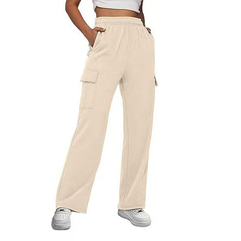Cargo-broek voor dames met hoge taille en wijde pijpen