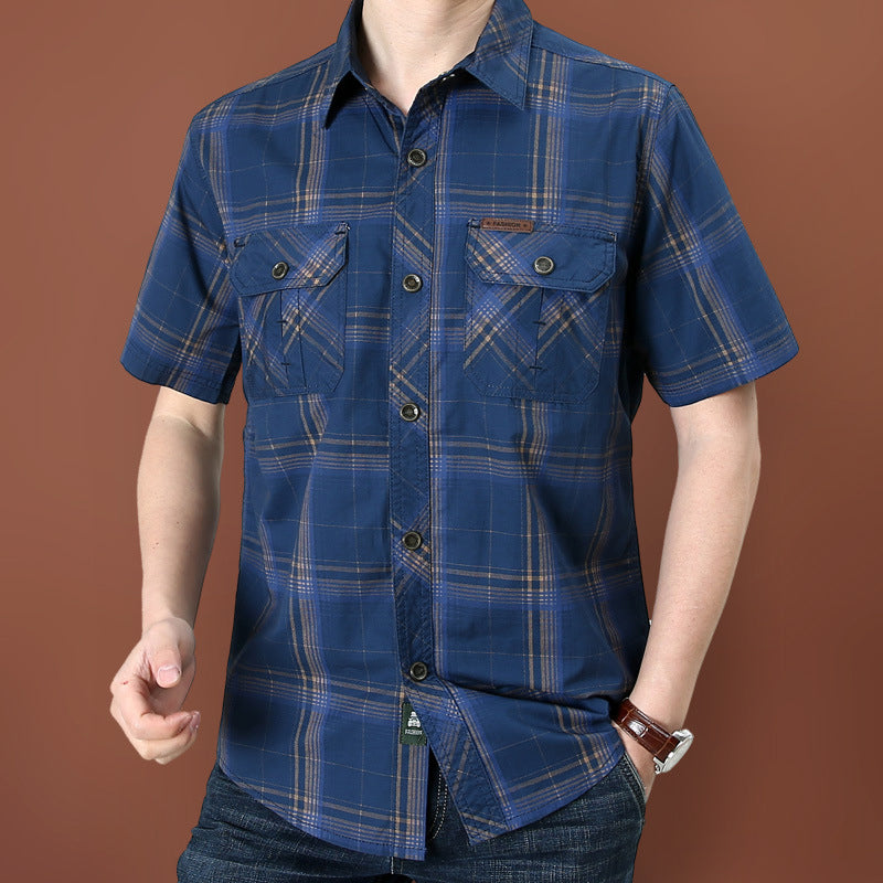 👔 TIJDELIJK 50% KORTING! 🍂 Heren Casual Geruit Korte Mouw Overhemd – Klassiek Patroon, Relaxte Pasvorm, Ademend Comfort ✨
