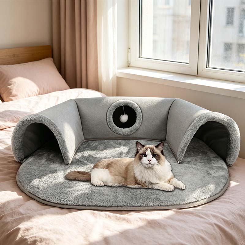 Pluche 2-in-1 katten tunnelbed