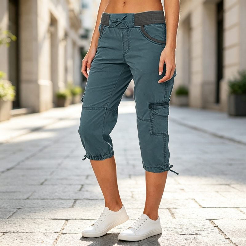 ๐ Dames Cargo Capri Broek met Hoge Taille โ Comfortabele Pasvorm, Praktische Zakken & Casual Stijl โจ