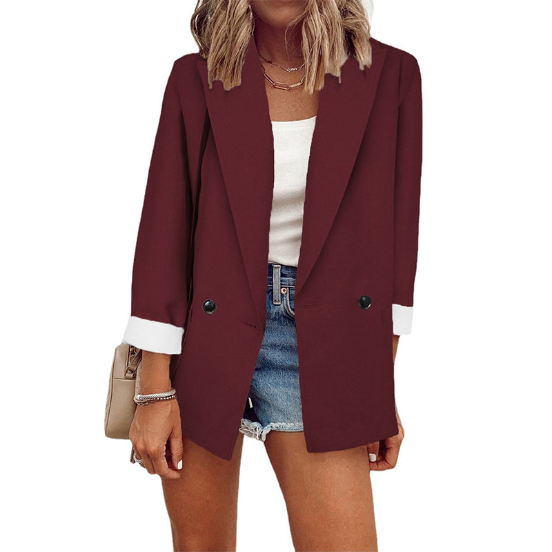 Casual blazer voor dames met contrasterende manchetten