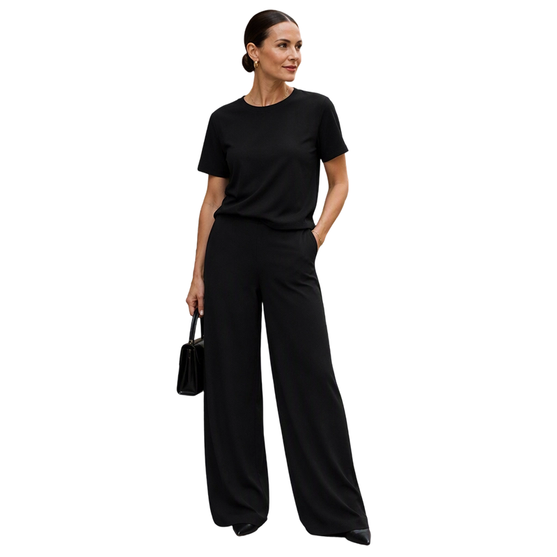 2-delige set voor dames: top en wide-leg broek