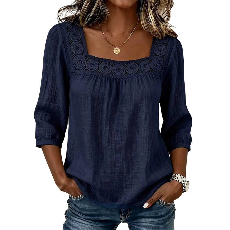 ๐ธ Nieuwe Collectie ๐ Dames Blouse met Vierkante Hals & Kanten Details โ Elegante look, vrouwelijke stijl & comfortabel draaggevoel โจ