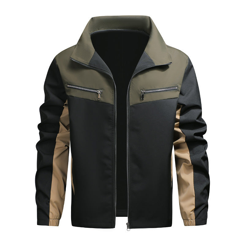 Heren Jack met Opstaande Kraag en Kleurblokdesign
