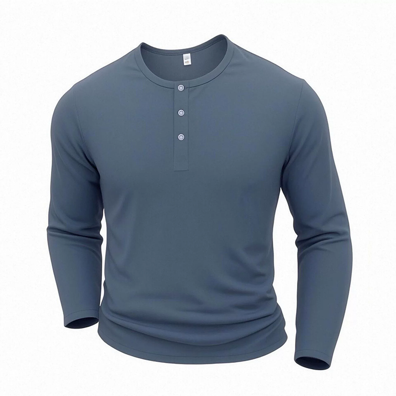 🔥 Tijdelijke Aanbieding ✨ Heren Henley Shirt met Lange Mouwen 👕 Ronde Hals met Knopen, Comfortabele Fit & Tijdloze Casual Stijl