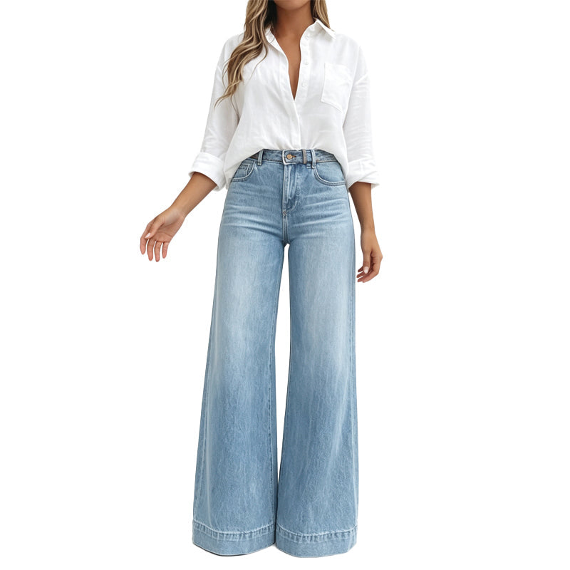 🔥 Tijdelijke Aanbieding ✨ Dames Beenverlengende Wide Leg Jeans 👖 Hoge Taille, Optisch Langere Benen & Trendy Pasvorm
