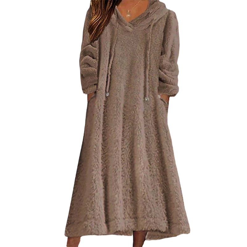 🔥Gratis verzending✈️Casuele pluche loungejurk met capuchon voor dames