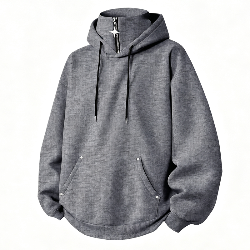 😍✨Heren casual hoodie met hoge kraag en losse pasvorm