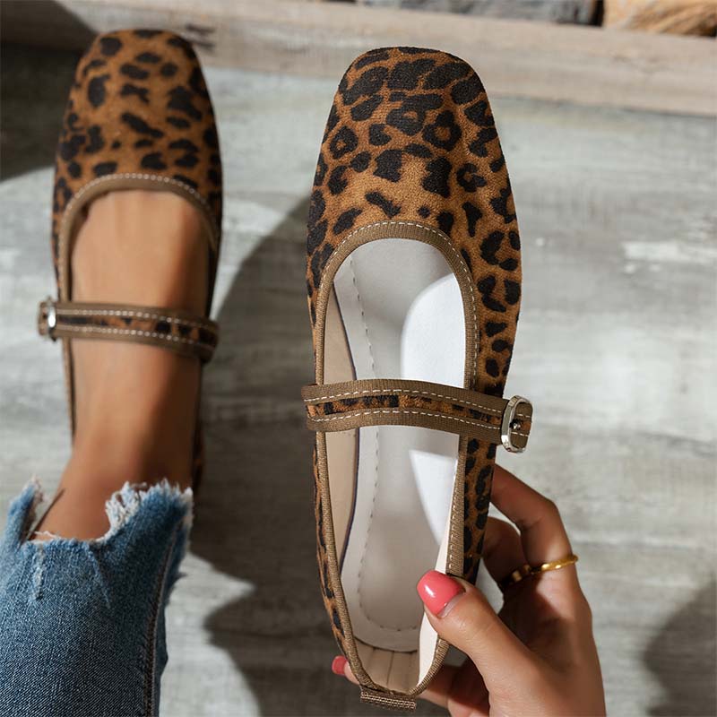 😍👡Comfortabele balletschoenen van suède PU-leer met een riempje