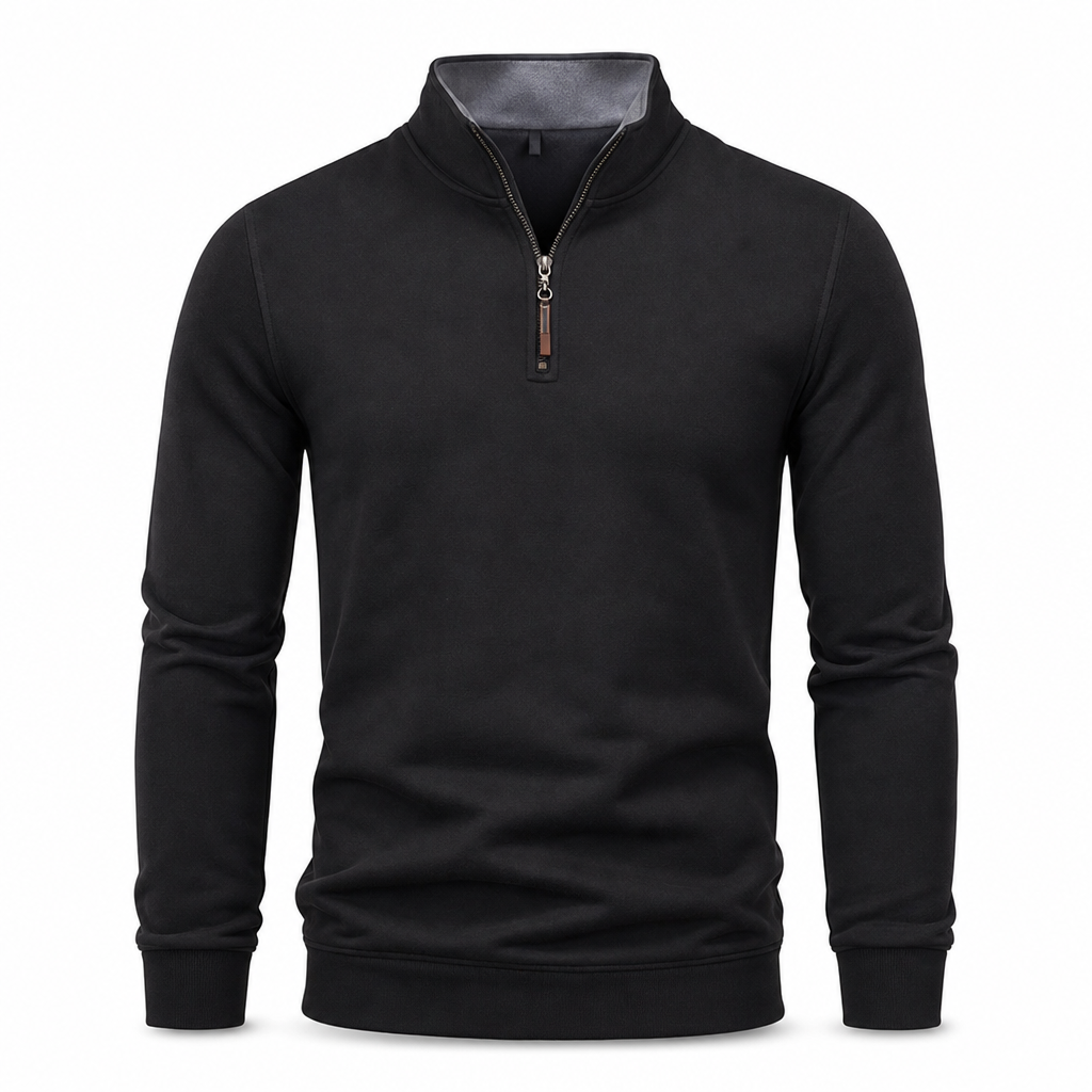 š„Gratis verzendingāļø Heren Sweater met Kwartrits ā Opstaande Kraag, Katoenmix & Lange Mouwen