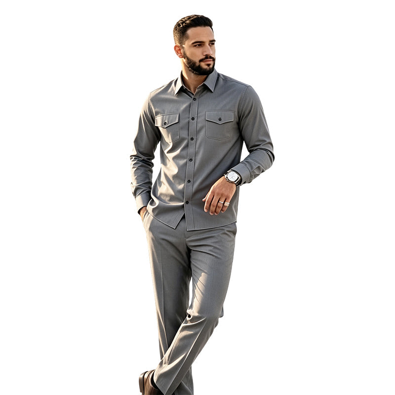 š„Gratis verzendingāļø Heren 2-Delige Set met Overhemd & Broek ā Comfortabele Mengstof, Moderne Look & Makkelijk te Stylen