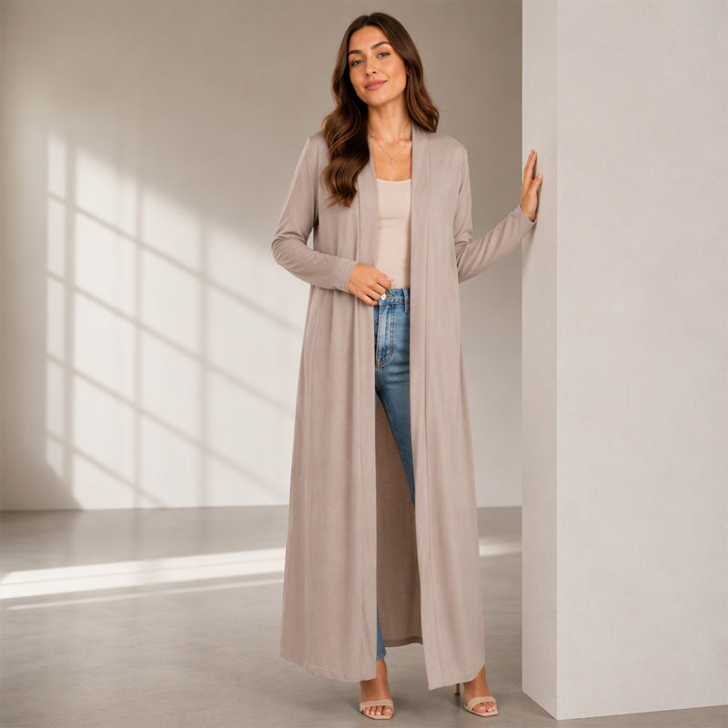 🔥Gratis verzending✈️Dames Open Front Lange Maxi Vest – Comfortabel Gebreid Lang Vest voor een Elegante Laagjeslook
