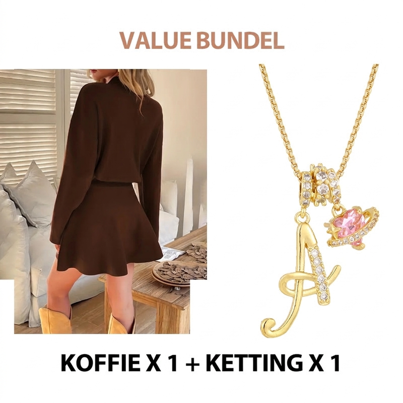 ❄️ Winter Favoriet ✨ Dames Gebreide Mini-Jurk met A-Lijn & Mock Nek – Elegante Warme Trui Jurk met Comfortabele Pasvorm