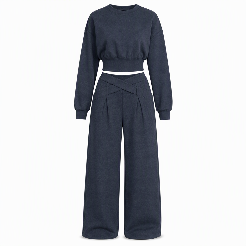 š„Gratis verzendingāļøCasual Sportieve Herfst/Winter Lange Mouw T-shirt en Losse Kruis Taille Wijde Been Broek Twee Delige Set