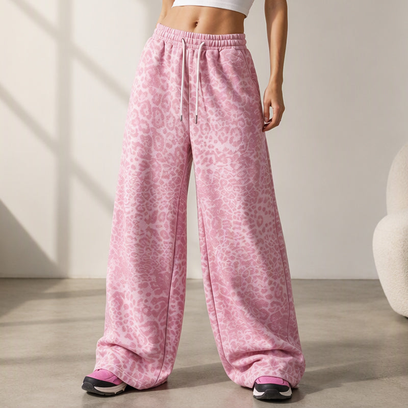 👖🔥Vrouwen Casual Luipaardprint Wijde Been Joggingbroek