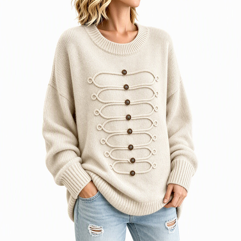 ✨ Elegant Damesvest 🧶 met Ronde Hals en Gevlochten Detail, Chique Laag voor Werk & Dagelijks ✨