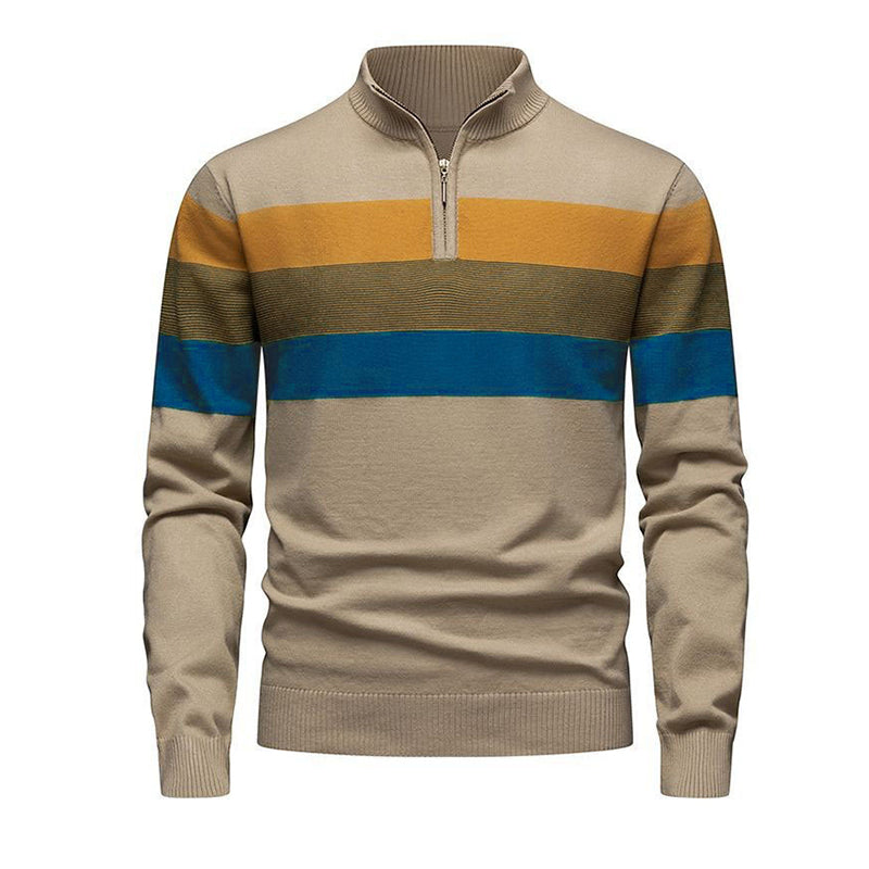 🔥Gratis verzending✈️Casual herentrui met halve rits en strepen in slim fit