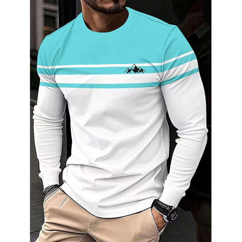 😍🥼Gestreept shirt met ronde hals en lange mouwen voor heren