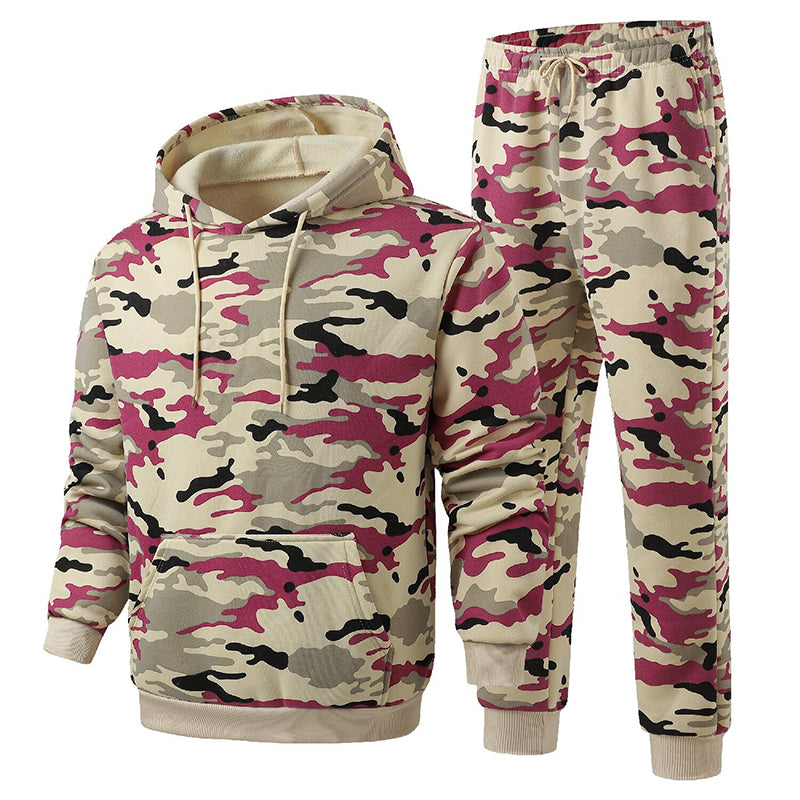 š„Gratis verzendingāļøHeren set van camouflage hoodie en broek met pluche voering