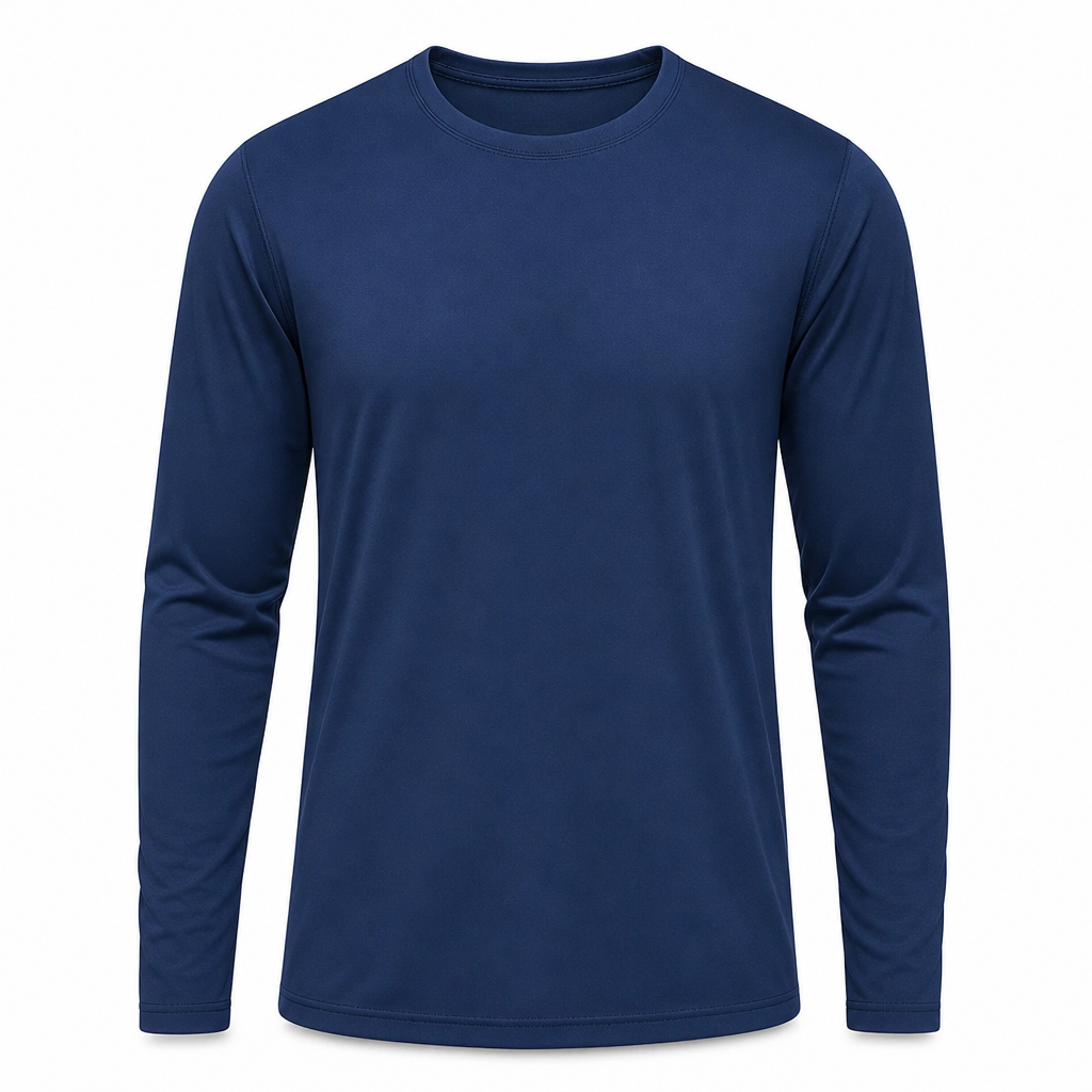 Snel droogmakend mannen shirt met ronde hals en lange mouwen