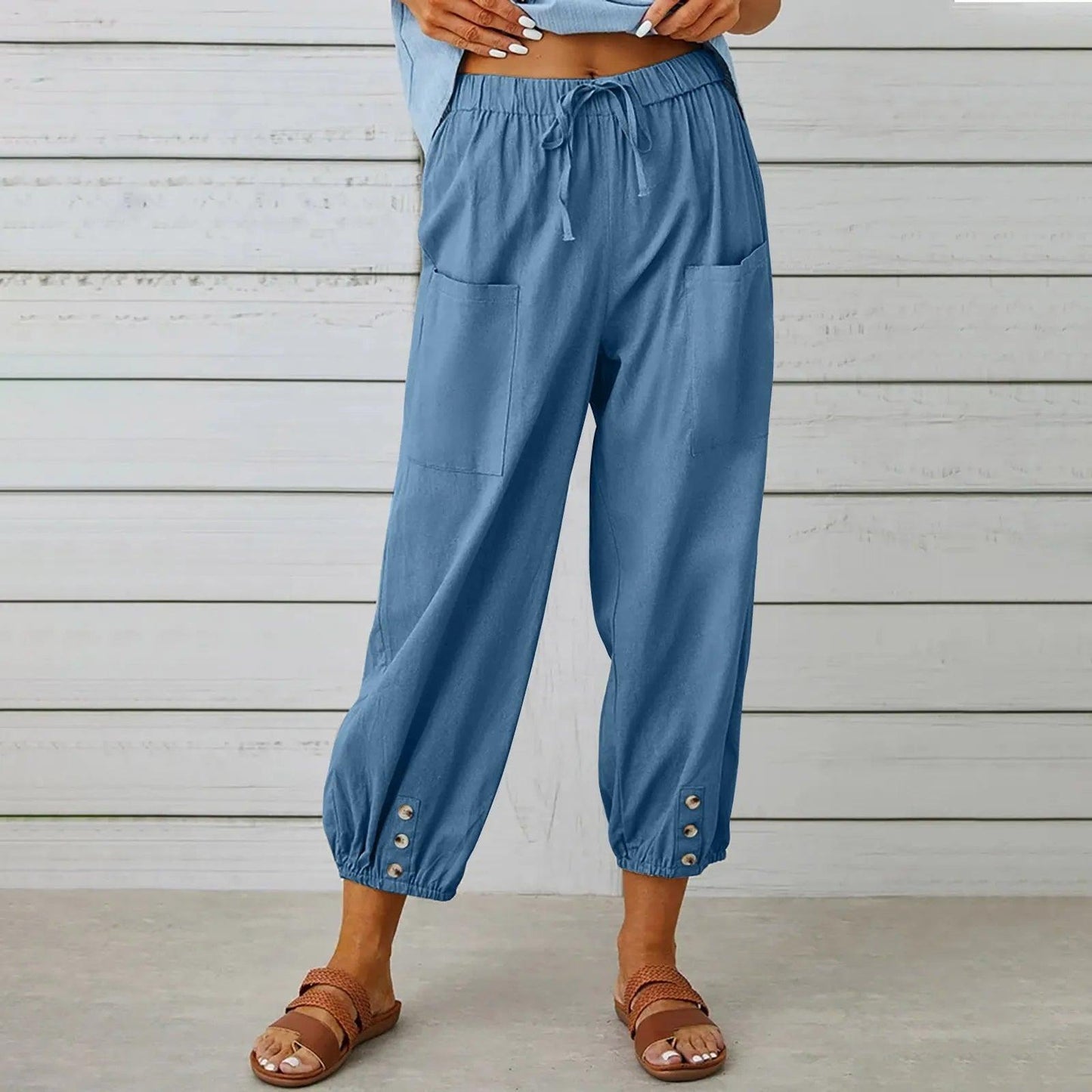 2025 Nieuwe Vrouwen Zomer Katoen Linnen Broek Negen Minuten Broek