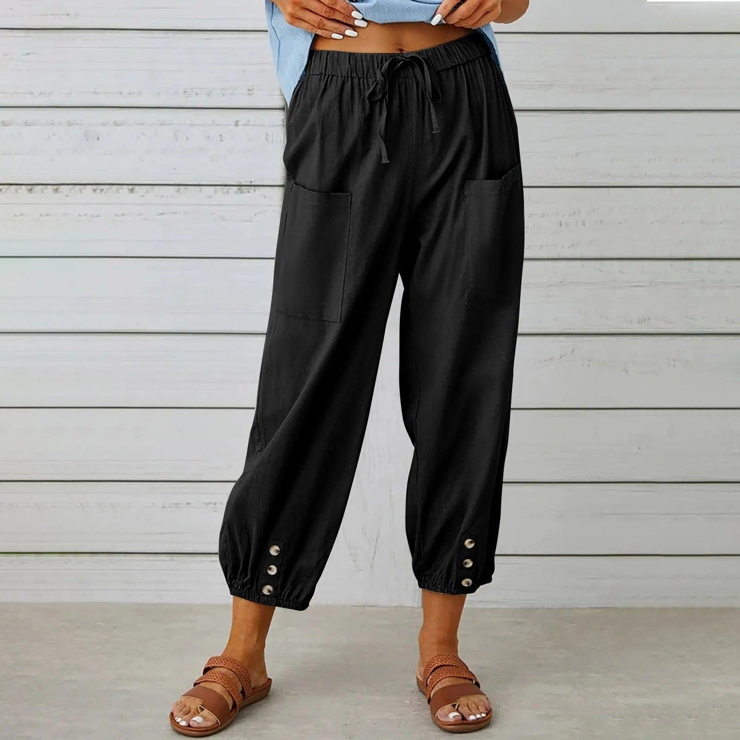 2025 Nieuwe Vrouwen Zomer Katoen Linnen Broek Negen Minuten Broek