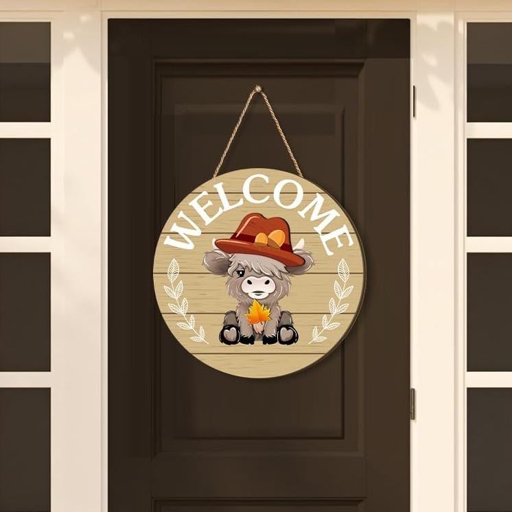 🐇 Paasuitverkoop: 50% korting!!💥 Highland Cow-bord Verwisselbaar welkomstbord met magneten Afneembare hoeden Schattige koeien om op te hangen