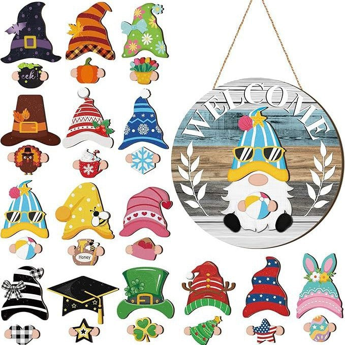 🐇 Paasuitverkoop: 50% korting!!💥 Highland Cow-bord Verwisselbaar welkomstbord met magneten Afneembare hoeden Schattige koeien om op te hangen